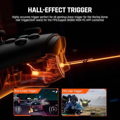 BIGBIG WON Wireless Controllers, Gale Hall PC Controllers Motion Control, Hall Joysticks&Triggers, PC App Game Controllers for Switch/Switch2/iOS/Android Wireless Gaming Controller - color: 2.Gale-Hall Standard Black