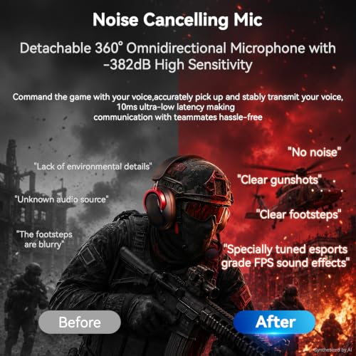 Wireless Gaming Headset with Mic Over Ear Headphones for PC,Xbox,PS5,Switch | 7.1 Surround Sound,50mm Drivers,Aluminum Frame,Noise Cancelling,RGB,Soft Ear Pads,Multi Platform Headset for Laptop Phone Mac