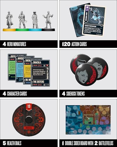 Restoration Games Unmatched Cobble & Fog | Strategy Board Game for 2 to 4 Players, Heroes Expansion with Sherlock Holmes, Dracula, Jekyll & Hyde, Invisible Man, Ages 9+