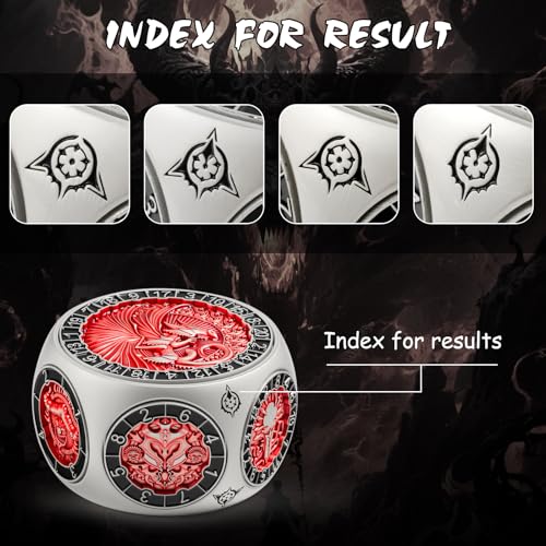 DNDND Dual D20 8-in-1 Spinner Metal Dice - Hexagonal Spinning D&D Monster Themed Dice Set for TTRPG Dungeons and Dragons, Dungeon Masters with Collectible Gift Tin (Silver with Red) - color: Silver Red
