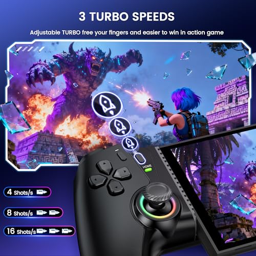 KICKDOT MC5000 Pro Controller for Switch 2/1/OLED & iPhone/Android – Hall Effect Joystick, Wireless Bluetooth Mobile Gaming Controller with RGB, Programmable Back Buttons, Extendable Design for Cloud Gaming (Xbox/Steam) - color: Black-Switch Layout