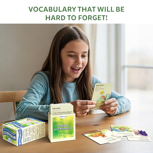 Skillmatics Vocabulary Flash Cards for Kids - Learn 100 Words with Wordplay, Visuals, & Soundplay, Educational Gift for Ages 8, 9, 10 & Up, Screen-Free Language Game - style: Level 1