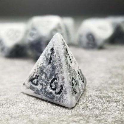 Sage’s Portal Stones DND Dice Set Acrylic Opaque 7-PC Polyhedral DND Dice Set for Dungeons and Dragons D&D Sage’s Cantrips RPG Tabletop TTRPG (Ancient Silver Stone) - color: Ancient Silver Stone