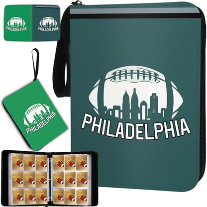 Philadelphia Football Card Binder with Sleeves, 900 Pocket, 3 Ring, Waterproof, Dustproof, Durable - color: Philadelphia Football, size: 900