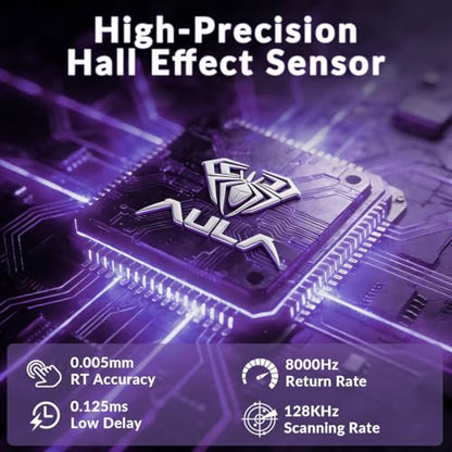 Aula Hero 99 Wired Gaming Keyboard, Hall Effect Switch with Rapid Trigger | 101Keys Hot Swap Magnetic Switch Keyboard with Number Pad, Web Driver RGB Backlit Mechanical Keyboard for Office PC Gamer - color: White Purple
