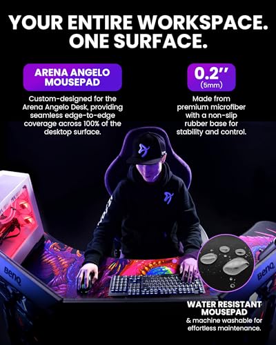Arozzi Arena Angelo Gaming Desk Pad Crawling Chaos | Desk-Wide Microfiber, 88.6 x 28 in, Anti-Slip Rubber Base, Water-Resistant, Machine Washable - color: Angelo Crawling Chaos