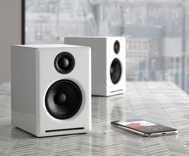 Audioengine A2+ Wireless Computer Speakers – Bluetooth Desktop Speakers | with 24-Bit DAC for PC, Mac, Gaming and Music - White - color: Gloss White, style: Desktop