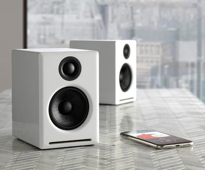 Audioengine A2+ Wireless Computer Speakers – Bluetooth Desktop Speakers | with 24-Bit DAC for PC, Mac, Gaming and Music - White - color: Gloss White, style: Desktop