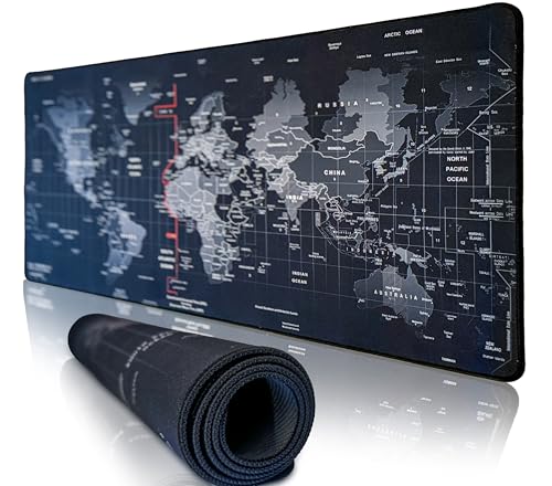 Desk Mat Gaming Mouse Pads World Map, Large 31.50 x 11.8 Inches, Extended Gaming Mouse Pad, Large Desk Mat with Non-Slip Base, Smooth Surface for Computer, Laptop & Office Use - color: World Map, size: Large