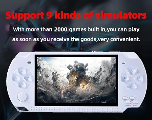 HLF Video Game Console 4.3 inch 8GB Built-in 2000 Retrp Classic Games for Multiple Simulators Game can Save Multiple Progress Video/Music/E-Book Portable Console Gift for Boyfriend/Children(White)