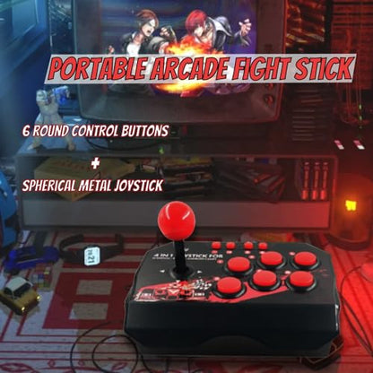 EBTOOLS Portable Fight Stick, Fighting Stick Fighter USB Joystick Stick Buttons Controller for Switch/PC/PS3