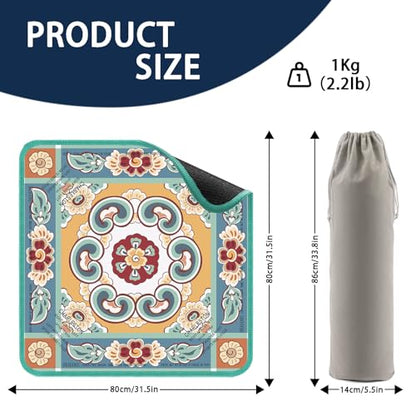 Green Mahjong Mat for Table, American Mahjong Mat with Printed Rules, 31.5x31.5 in, Anti-Slip, Noise-Reducing Table Cover with Carrying Bag for Mahjong, Poker, Dominoes and Card Games - color: Sage Green