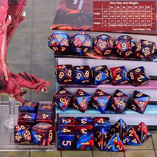 Extended Dice RPG Set | 15 x 31 Polyhedral Dice (465 Piece) for DND5E Tabletop Adventure Games (15 Colors - Classic) - color: 15 Colors - Classic