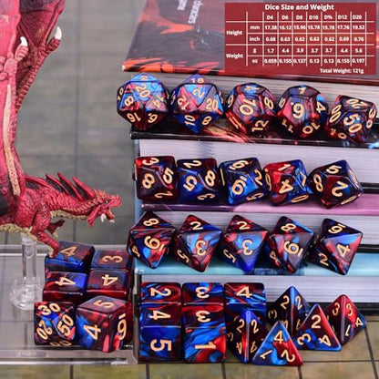 Extended Dice RPG Set | 15 x 31 Polyhedral Dice (465 Piece) for DND5E Tabletop Adventure Games (15 Colors - Classic) - color: 15 Colors - Classic