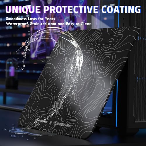 ATTACK SHARK CM05SE Glass Gaming Mouse Pad for FPS & Esports, Nano-Etched Tempered Glass Surface,Ultra-Smooth Low Friction Hard Mousepad,Waterproof Large Desk Mouse Mat for PC Setup,Black Contour - color: Black Contour