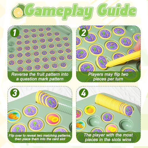 2026 Fruit Turn Around Chess Strategy Chess Game, DIY Fruit Matching Chess Boards,Chess Game for Kindergarten Gathering Activity