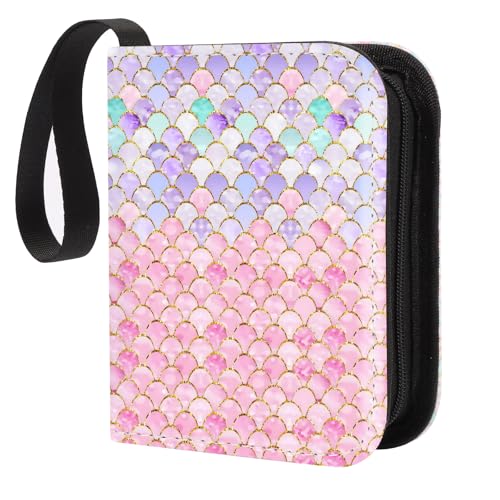 CLOKORIA Small 1 Pocket Card Binder for Cards,Mini Trading Card Binder Holder Fits 80 Cards with 40 Removable Sleeves,Card Collection Binder Album Book Case for TCG,MTG,Sports Games (Fish scales) - color: Fish scales