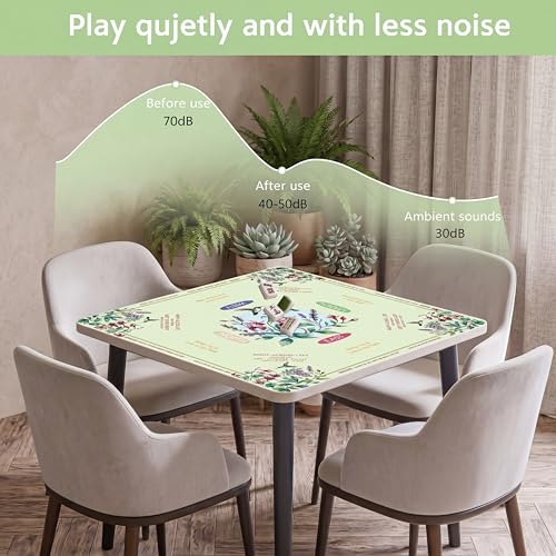 Green American Mahjong Mat Set with Carrying Bag and Gift Box for Home Game | Mahjong mat with rules, Hummingbird Floral, Natural Rubber Base, Noise Dampening Microfiber, Waterproof, Travel Ready - color: Green