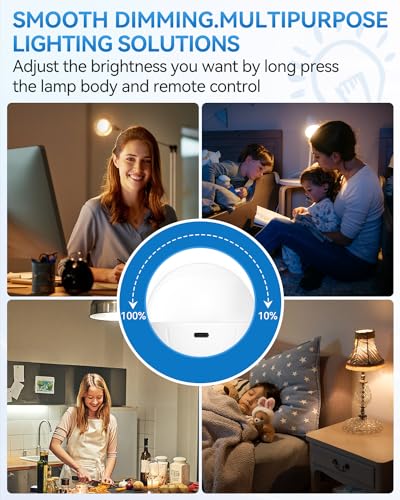 WirelessGlow Rechargeable Light Bulbs with Remote, 3 Color Temperatures and Dimmable Battery Light Bulbs, Touch Control + USB Rechargeable Battery Operated Light Bulb, A19 - color: 3000k-4000k-6500k, size: 4 Count (Pack of 1)