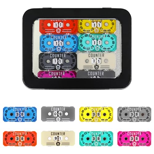 SIXPIONTS 8Pcs Acrylic Mini Life Counters - Colorful Health Point Trackers Compatible with Magic The Gathering Commander Deck, LCG/RPG/D&D/MTG/CCG/TCG Gaming Table Games Accessories (8PCS/BOX Color A) - color: 8pcs/Box Color-a
