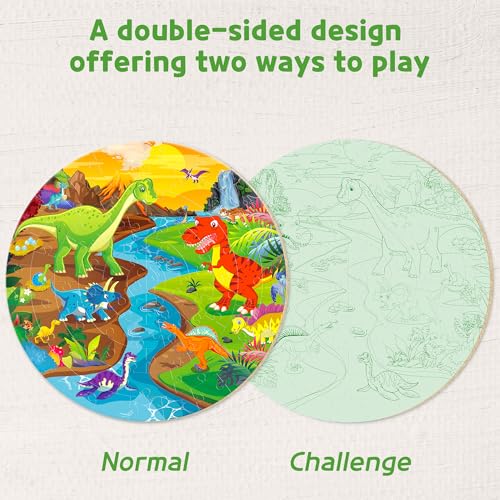 SYNARRY Floor Puzzles for Kids Ages 4-6, Large 70 Piece Dinosaur Puzzles for Toddlers Ages 2-4, Dinosaur Puzzles for Kids 4-8, Preschool Toys Gifts for 3 4 5 6 7 8 Years Old Toddlers Boys Girls Child - style: Dinosaur