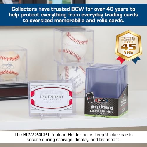 BCW Thick Card Topload Holder | Holds Relic, Patch, and Jersey Cards | Protective Card Sleeves for Collectibles and Trading Cards | Protective Rigid Plastic Display Card Holder (240 pt. / 7 MM) - color: 240 Pt. / 7 Mm