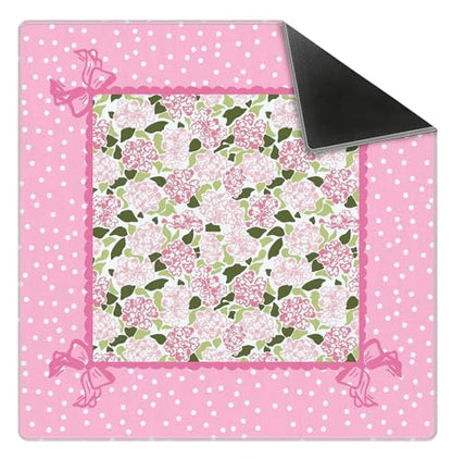 Coquette Pink Hydrangea Mahjong Mat 31.5" x 31.5",Pink and Green Floral Non-Slip Noise Reduction Mahjong Table Cover Accessories and Supplies for Dominoes Poker Card Board and Tile Games Gifts - color: Coquette Pink Hydrangea