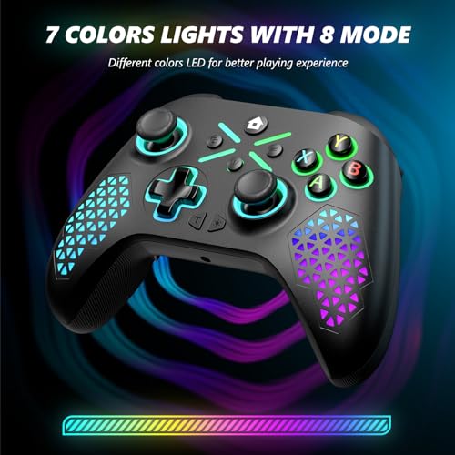 Dinosoo RGB Wireless Controller for Xbox Series X|S, Xbox One & Windows 10/11, Gaming Gamepad with Hall Trigger, Turbo, Macro, 3.5mm Audio Jack, 2.4GHz Adapter - color: ERBXE