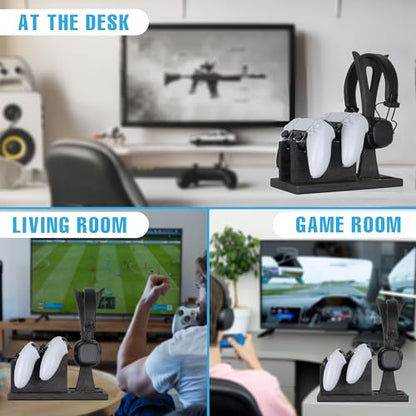 Gamer Gifts for Men Teenage Boy Controller Holder & Headphone Stand, Stylish Gaming Accessories Setup Controller Stand Headset Stands, Unique Gifts for Gamers to Organize Gaming Equipment - size: Game_Black