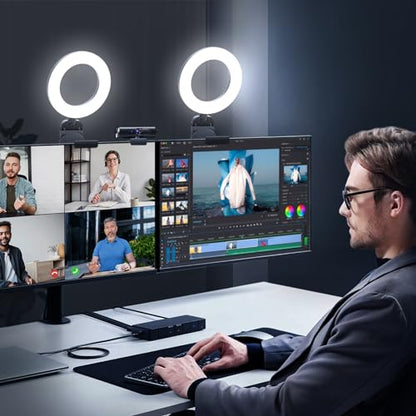 2Packs-Ring Light for Computer Laptop,Video Conference Lighting kit for Zoom Meetings,5" Small Led Selfie Light Portable DeskLight with Stand,Cell Phone Holder Desktop Lighting for Skype Call Black - size: 2Packs-Black