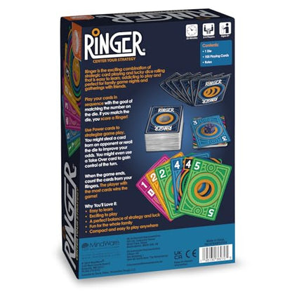 MindWare Ringer Family Card Game | A fast, replayable card game. Includes 1 die and 105 playing cards. For teens & adults.