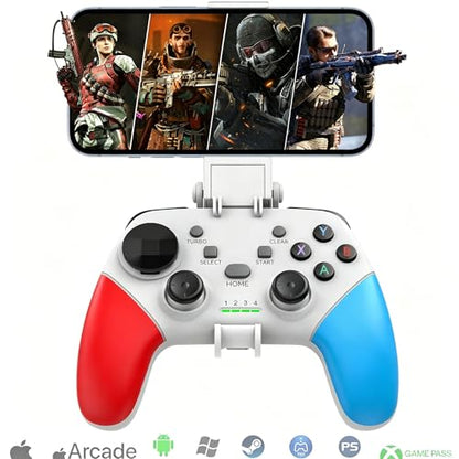 Megadream Wireless Mobile Gaming Controller Gamepad for iPhone/Android/iPad/PC/Switch/PS4/iPad Joystick with Phone Holder, Supported Cloud Game, Streaming on PS5/X-box, Turbo, Direct Play, iPhone 17,White - color: White