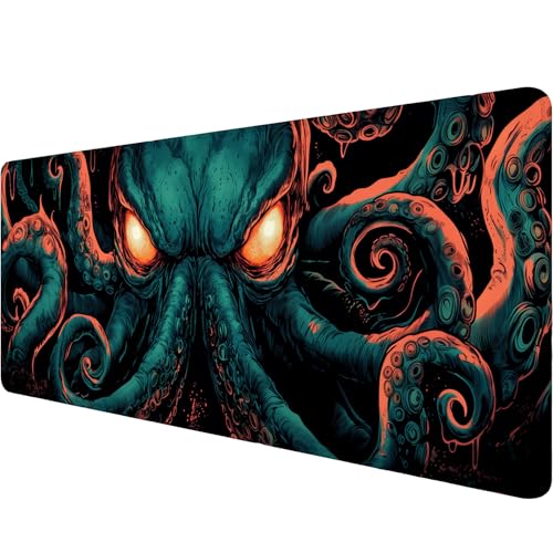 Cthulhu Mouse Pad Mythology Deep Monster Octopus Tentacles Large Gaming Mouse Mat with Stitched Edges,Non-Slip Waterproof Rubber Base Mouse Mat Office Computer Keyboard Laptop Home 31.5"x11.8" - color: Cthulhu, size: 31.5" x 11.8"