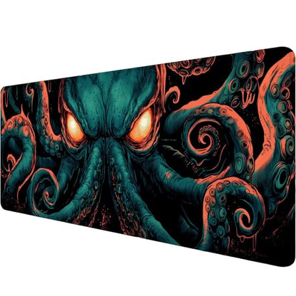 Cthulhu Mouse Pad Mythology Deep Monster Octopus Tentacles Large Gaming Mouse Mat with Stitched Edges,Non-Slip Waterproof Rubber Base Mouse Mat Office Computer Keyboard Laptop Home 31.5"x11.8" - color: Cthulhu, size: 31.5" x 11.8"