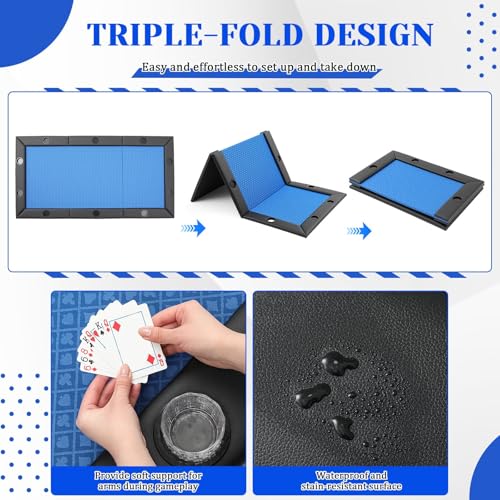 86.2" x 43.5" Poker Table Tops for 8 Feet Pool Tables 10 Player Poker Table Game Billiard Pool Convertible Cover Mat Waterproof and Foldable, Blue