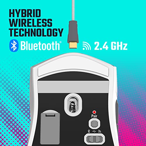 Cooler Master MM712 Wireless Gaming Mouse White with Adjustable 19,000 DPI, 2.4GHz and Bluetooth, Ultraweave Cable, PTFE Feet, RGB Lighting and MasterPlus+ Software - style: MM712 Wireless White