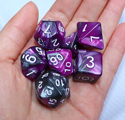 DND Dice RPG Polyhedral Dice Set for Dungeon and Dragons MTG Role Playing Games Dice Set(Purple & Silver) - color: Silver Mix Purple