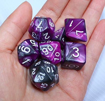 DND Dice RPG Polyhedral Dice Set for Dungeon and Dragons MTG Role Playing Games Dice Set(Purple & Silver) - color: Silver Mix Purple