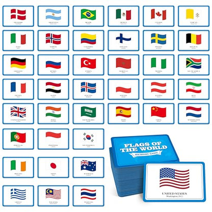 80 PCS Flags of The World Matching Game, A Fun & Fast Countries of The World Picture Memory Match Game, Educational Learning Toys Enhance Memory & Matching Skills for Kids Ages 3 and Up - style: Flags of The World