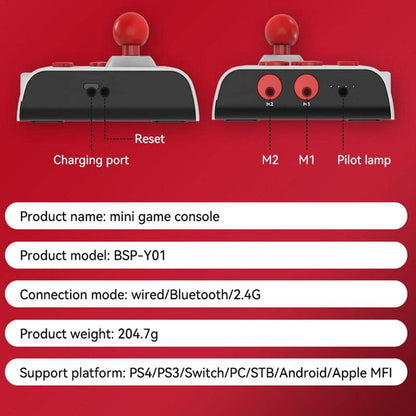 Arcade Fight Stick Joystick For PS4/PS3/PC,Game Controller Fighting Joystick with Turbo & Macro Functions (black red) - color: black red