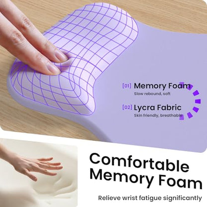 AKIT Ergonomic Mouse Pad and Keyboard Wrist Rest, 3-in-1 Memory Foam Wrist Rest for Computer Keyboard, Non-Slip Base, Pain Relief, Gel Mousepad Set for Gaming, Home and Office, Purple - color: Purple