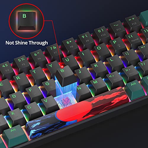 60 Percent Gaming Keyboard Mechanical with Linear Red Switch, 65% Wired Ultra-Compact Mini Keyboard Rainbow with PBT Keycaps for Ps4/Ps5/Xbox(68 Green) - color: 68 Green/red swicth