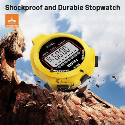 Stopwatch Timer, Digital Stop-Watch for Sports, Yellow | Multi-function Stopwatch with Single Split/Lap Timing, Button Beep Alarm Clock, Ideal for Coaches Kids PE-teacher - color: Yellow