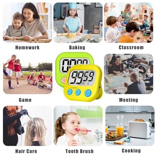 ZILLEEN Classroom Timer for Kids Teachers 2 Pack Digital Timers, Green & Yellow - color: Green & Yellow