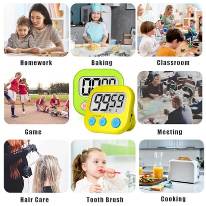 ZILLEEN Classroom Timer for Kids Teachers 2 Pack Digital Timers, Green & Yellow - color: Green & Yellow