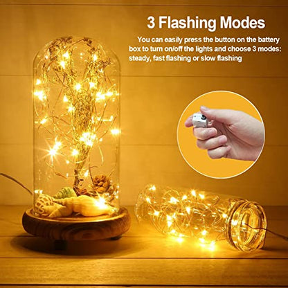 MUMUXI 20 Pack 7.2ft Fairy Lights Battery Operated String Lights, Mini LED Battery Powered Twinkle LEDs, Waterproof Copper Wire Firefly Lights for Mason Jars, Warm White - color: Warm White, size: 7.2 Ft-20 Pack-20 LED