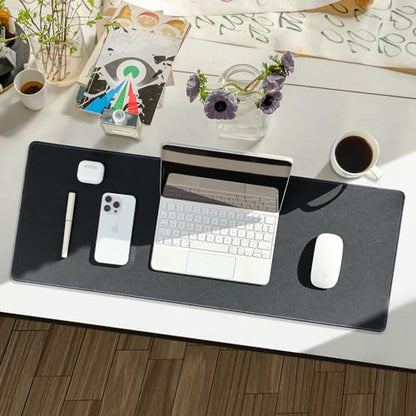 Reniteco Large Office & Gaming Mouse Pad, 27.6" x 11.8" x 0.08" | Anti-Fray Stitched Edges, Premium Textured Surface, Non-Slip Rubber Base, Water and Stain Resistant Protection - color: Deep Gray, size: 27.6''x11.8''x0.08''