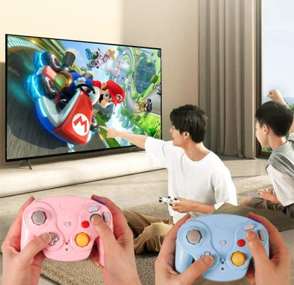 PGYFDAL Wireless Game Cube Controller, 2 Pieces 2.4G Wireless Classic Gamepad with Receiver Adapter for Wii Game Cube NGC GC (Black and Blue) - color: Black&Blue