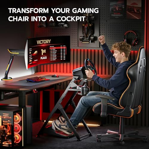 ARES WING Foldable Sim Racing Wheel Stand, Compact Racing Simulator Cockpit | Sim Racing Cockpit Compatible with Logitech G29 G920 G923, Fanatec, Thrustmaster, Moza, Simagic, Racing Games Equipment - size: Stand