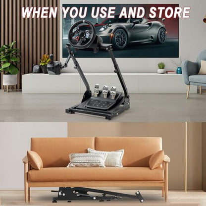 Marada G29 Racing Wheel Stand Adjustable Fit for Logitech G920 G923, for Thrustmaster T128X T300 RS GT, for PXN V9 Foldable Entry-Level Racing Stand without Handbrake Pedal Steering Wheel